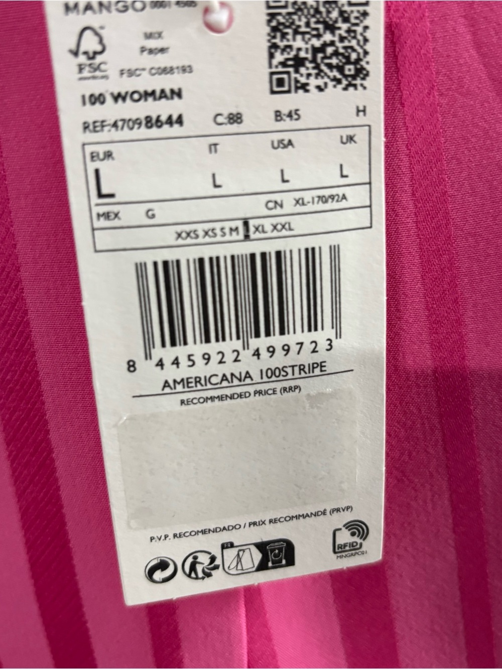 Mango Hot Pink Striped Single-Button Blazer - Picture 8 of 8